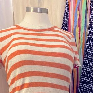 MADEWELL ORANGE WHITE STRIPED SHORT SLEEVE TOP M